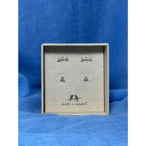 CHLOE + ISABEL pave triangle stud duo earrings(gold)-E002